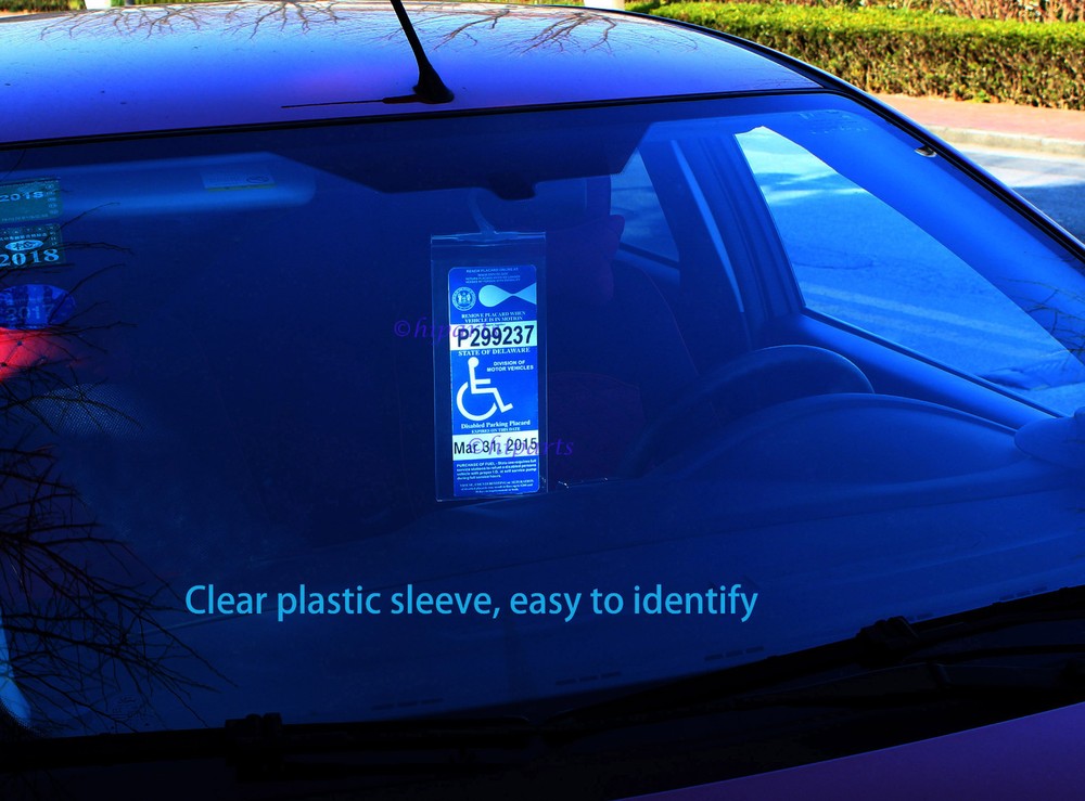 4X Handicap Placard Holder Disabled Parking Permit Protector Mirror Tag Sleeve