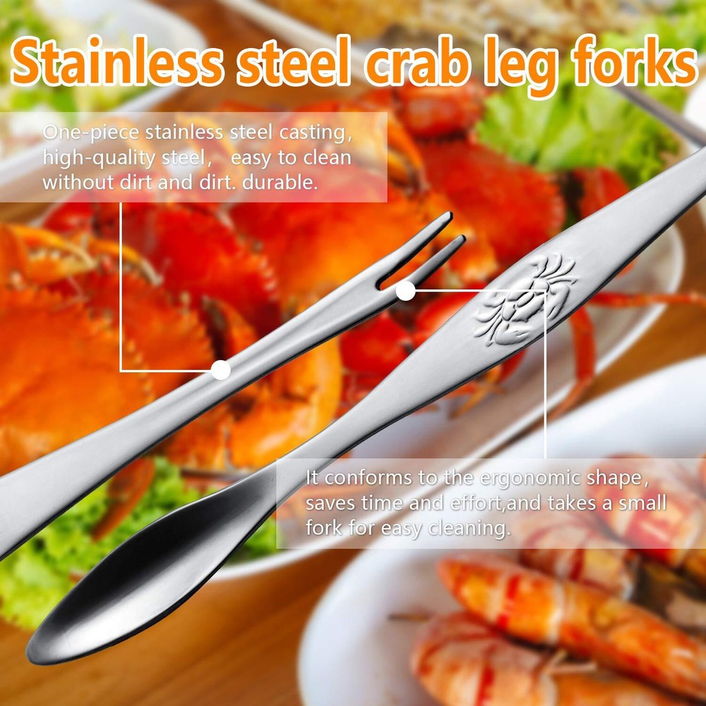 Crab Leg Crackers Tools 2-Set, Seafood Utensils Crackers, Forks, Cracker, 6-Pack