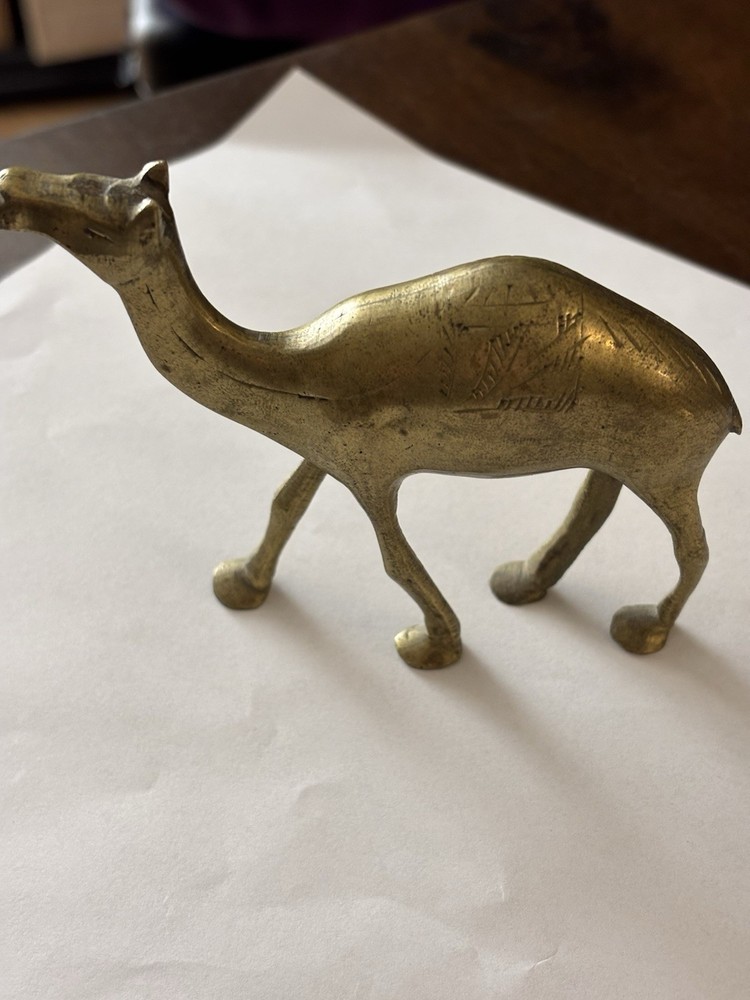 Vintage Middle Eastern Brass Lamp, Camel, Pitcher