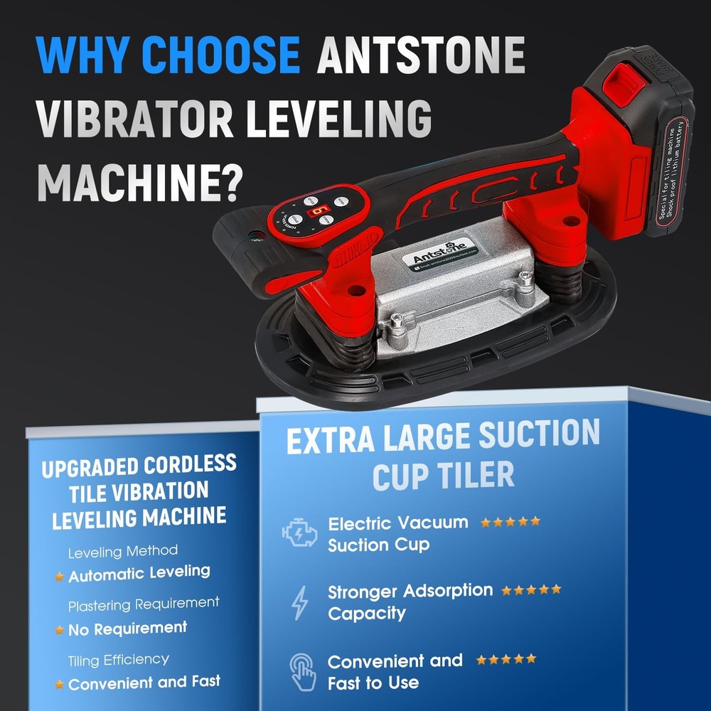 Tile Vibration Tool 250mm Suction Cup 882lbs/400kg Adsorption Handheld Tile I...