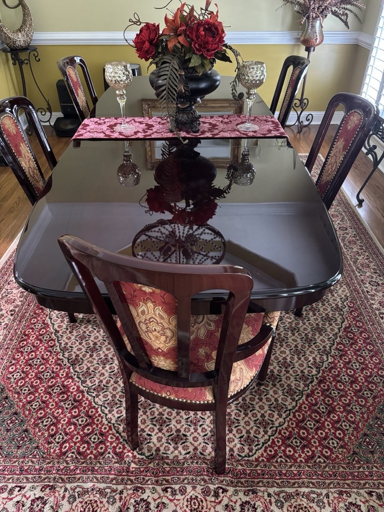 Italian Cherry Oak Dining Table with 6 Chairs