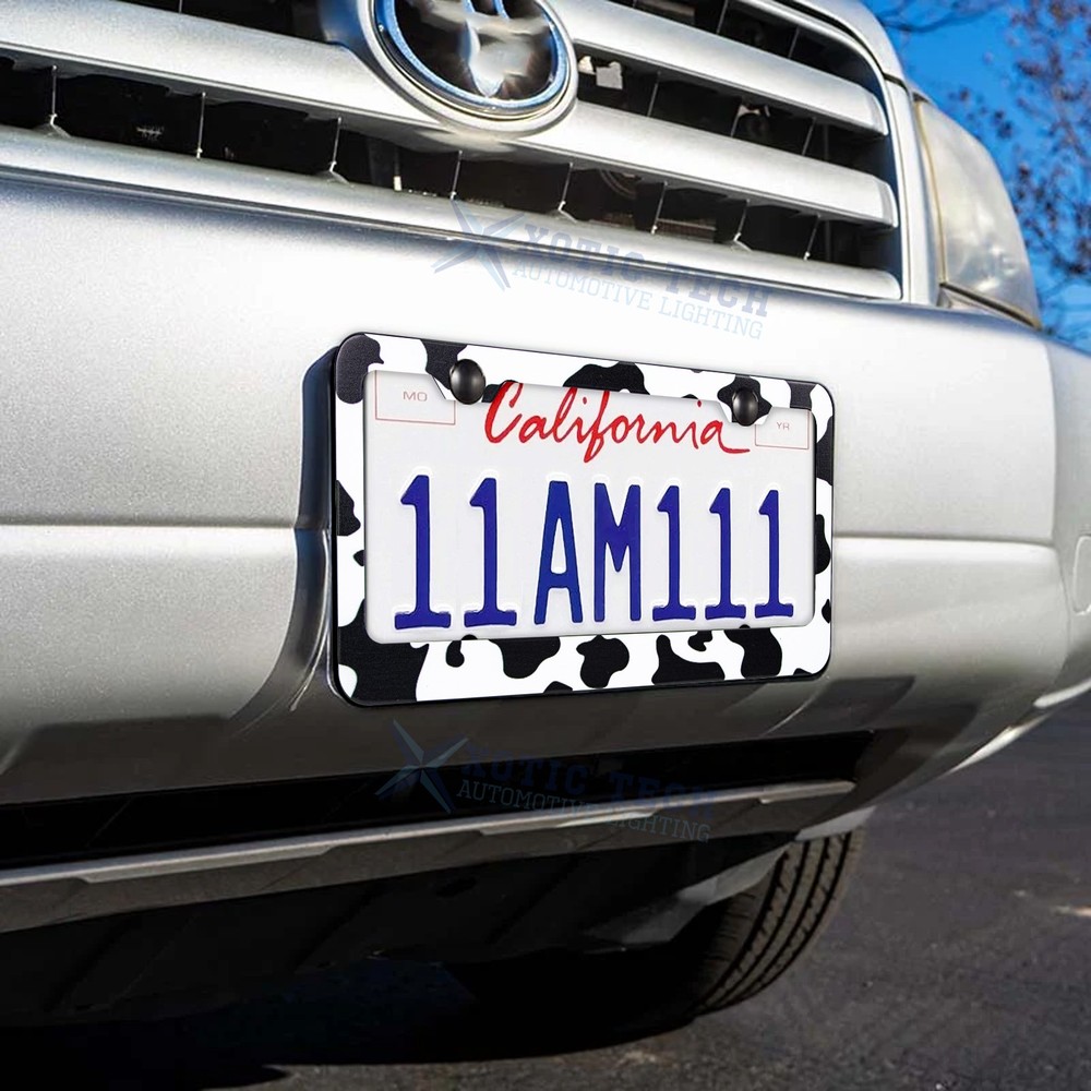 Cows Pattern Universal License Plate Frame Stainless Steels Rattle Weather Proof