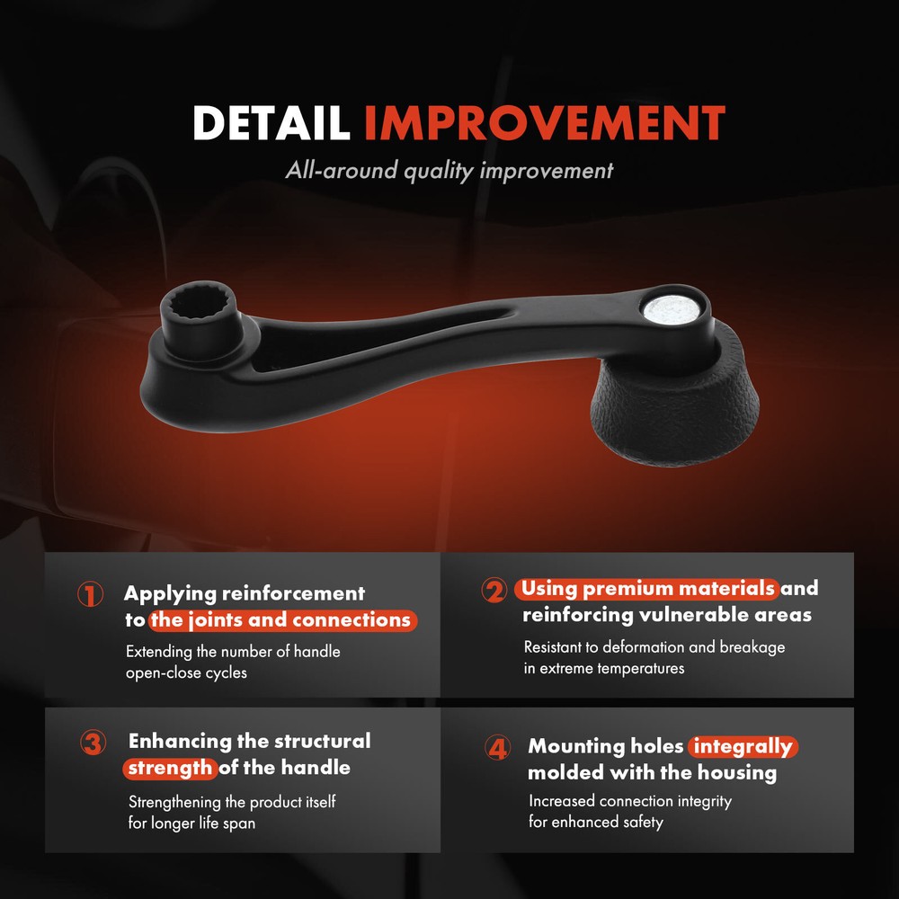 Front Side Black Window Regulator Handle for Peterbilt 378 1990-1998 330 357 385