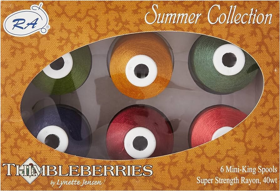 THIMBLEBERRIES - SEWING THREAD - SUMMER COLLECTION - 6 MINI KING SPOOLS RAYON