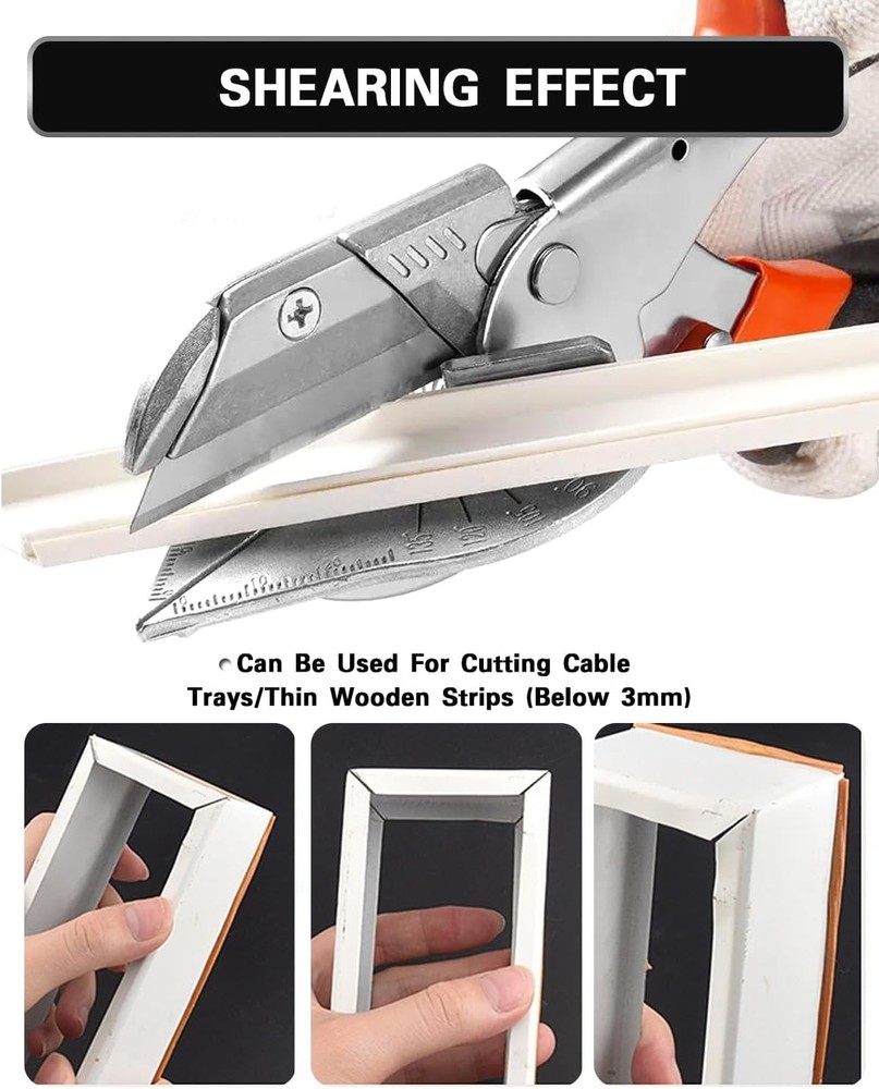 45° - 135° Angle Miter Shear Cutter, Multi-Function Trunking Scissors, Quarter