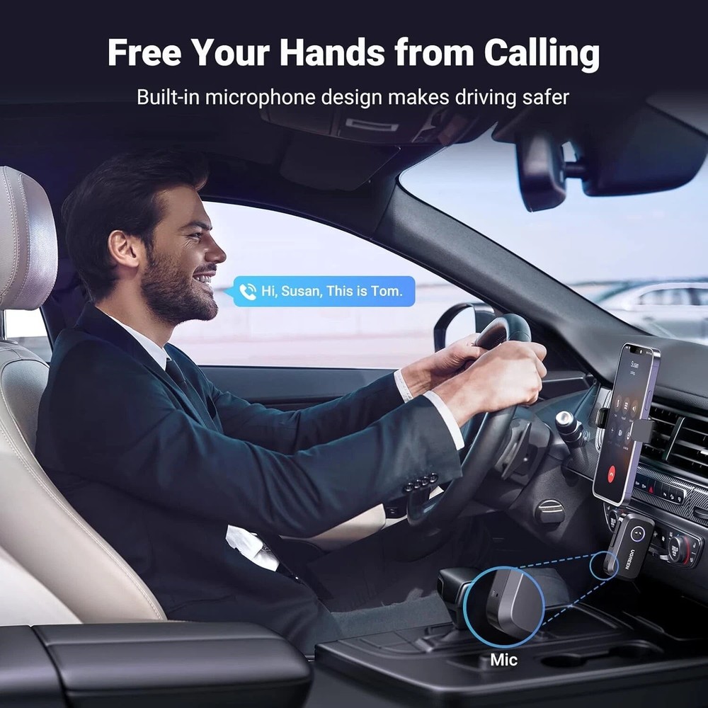 UGREEN 5.4 Aux Bluetooth Adapter for Car, [Greater Connection] Black