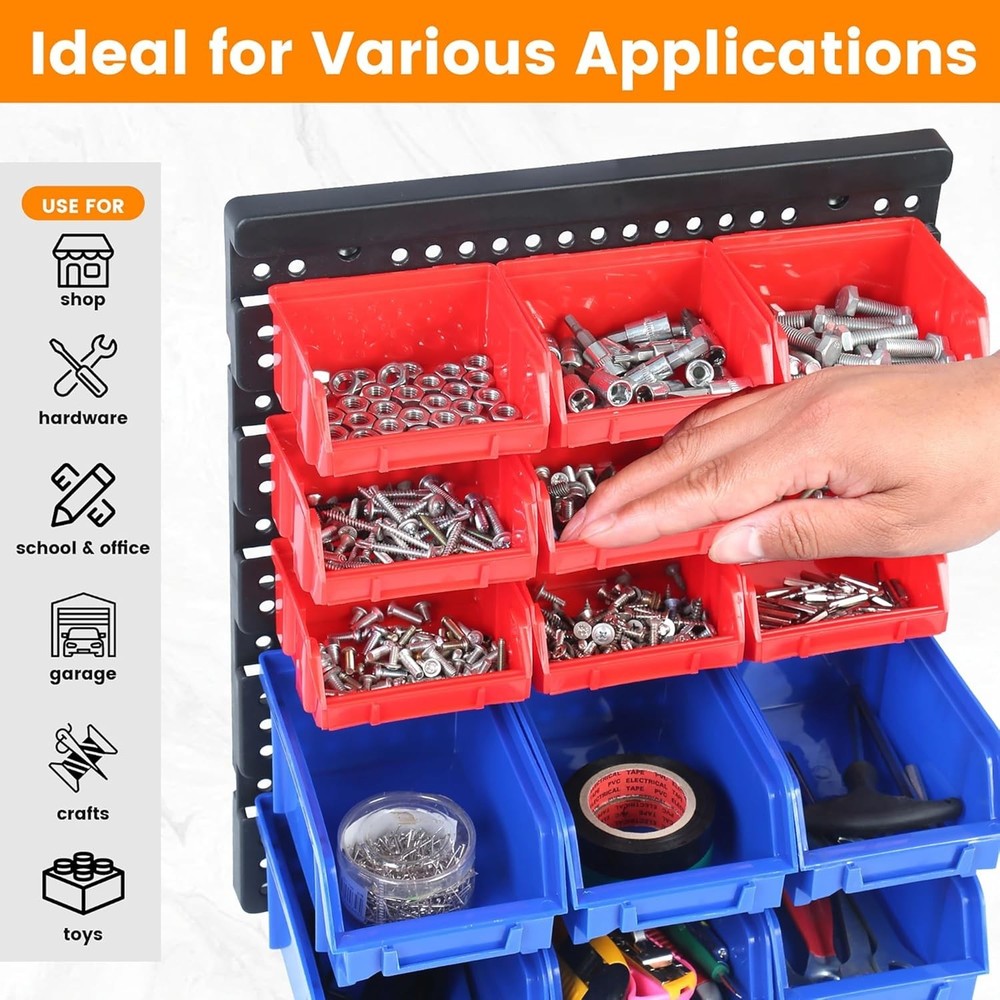 Durable 30-Bin Wall Mount Storage Rack - Easy Installation & Maximum Efficiency