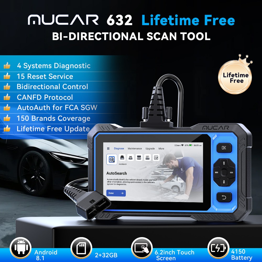 Mucar 632 OBD2 OBDII Scanner Code Reader Car Diagnostic Scan Tool Free Update