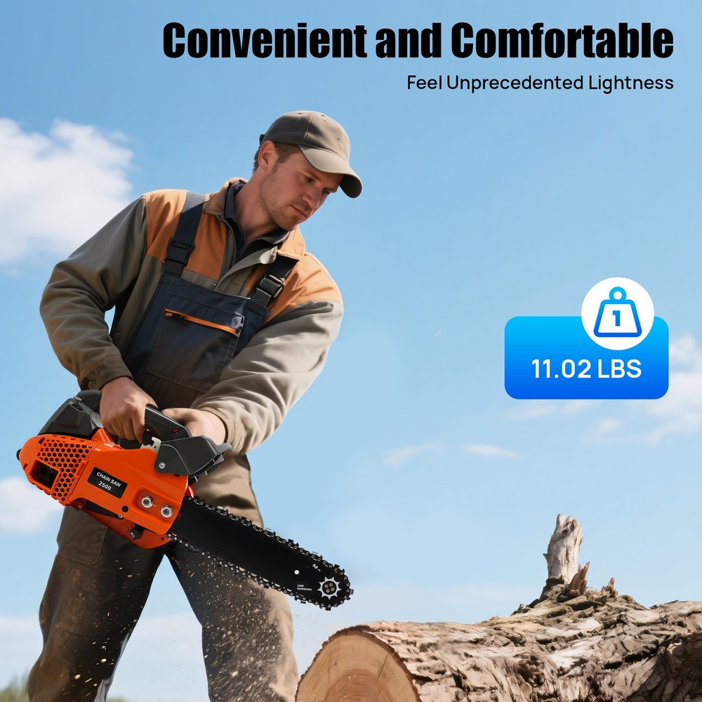 2-Stroke Top Handle Gasoline Engine Chainsaw 1.22hp 25.4cc Manual Start Machine
