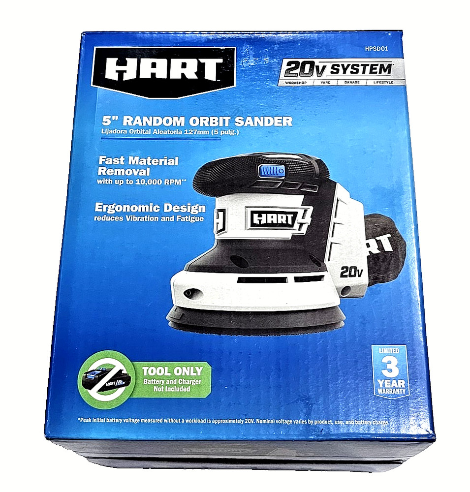 Hart 5`` Random Orbit Sander Fast Material Removal 20v System