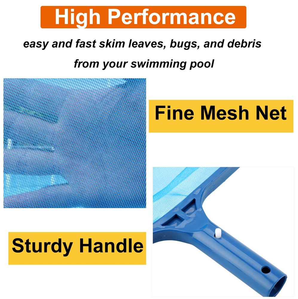 2pcs Pool Leaf Skimmer Surface Net Plastic Handle Swimming Pool Spa w/Magnet