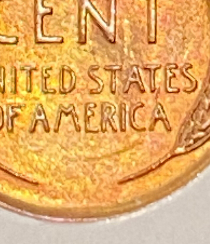 1957-D Lincoln Cent Raised Two Tone & Slight Reverse Die Clash Error, RCUD MM