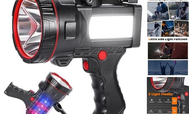 Superbright Handheld LED Spotlight Flashlight Powerful Black-White Light