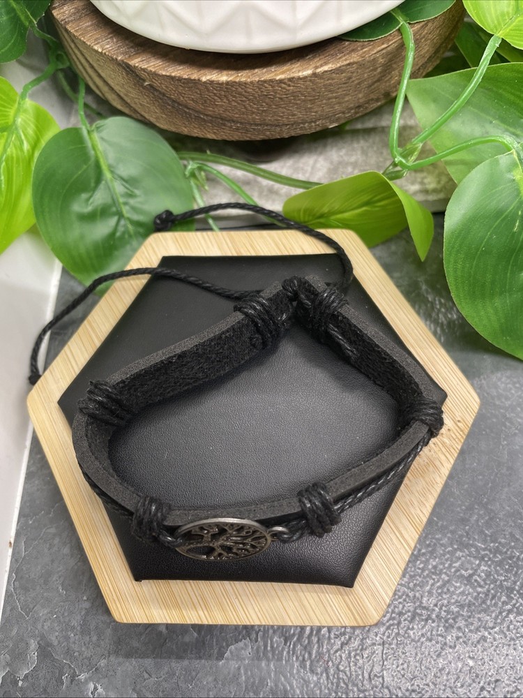 7-10” Leather Punk Bracelet Stackable Adjustable Tie New Free Ship B124