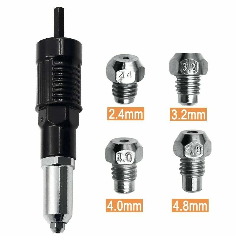 Electric Rivet Nut Gun Adaptor Insert Cordless Power Drill Tool Kit Set