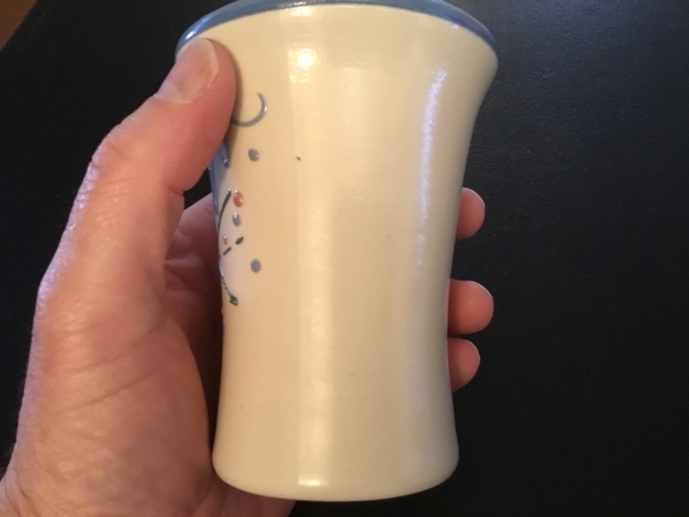Blued Rimmed Ceramic Cup / Vase