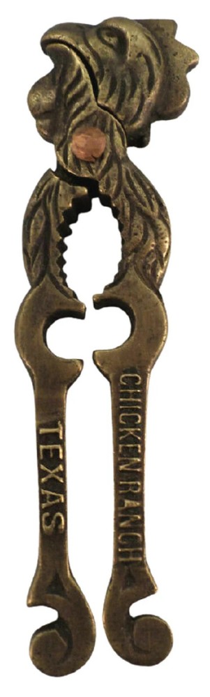 Antique Style Solid Brass Chicken Ranch Texas Nutcracker Rooster Reproduction