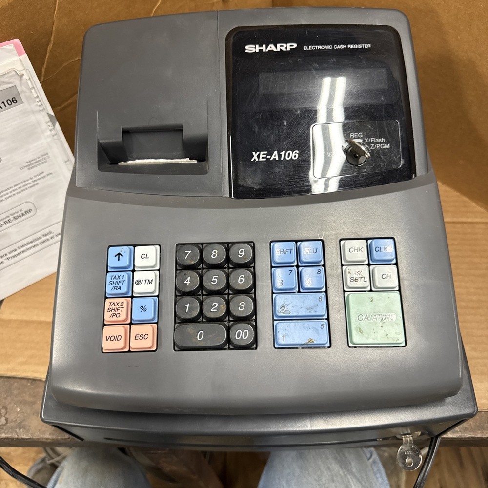 Sharp XE-A106 Electronic Cash Register With Operator & Drawer Key TESTED WORKS!