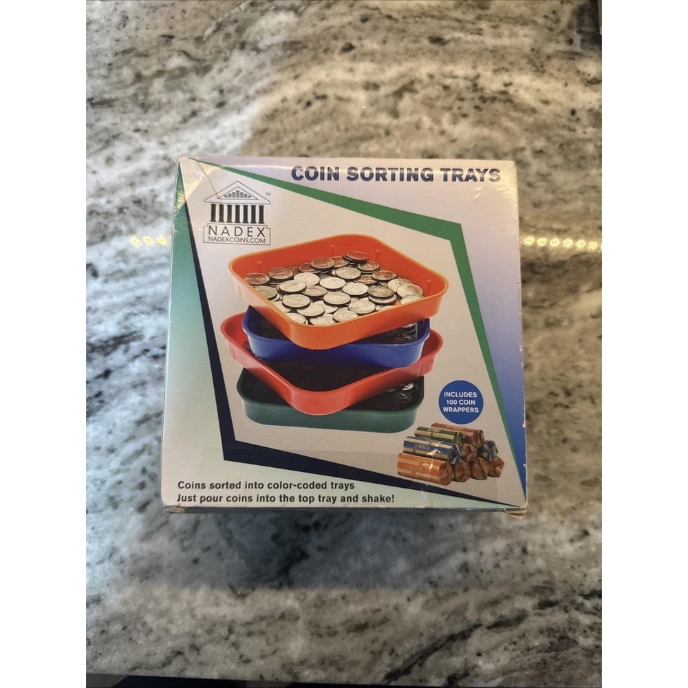 Nadex Quick Sort Coin Organizing Color Coded Sorting Trays for Pennies Nickel...