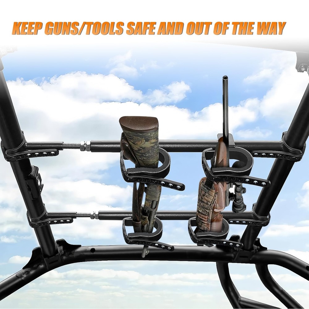 Drieaco UTV Overhead Rack Fits 21-28" Spacing Roll Bars, Adjustable UTV Holde...