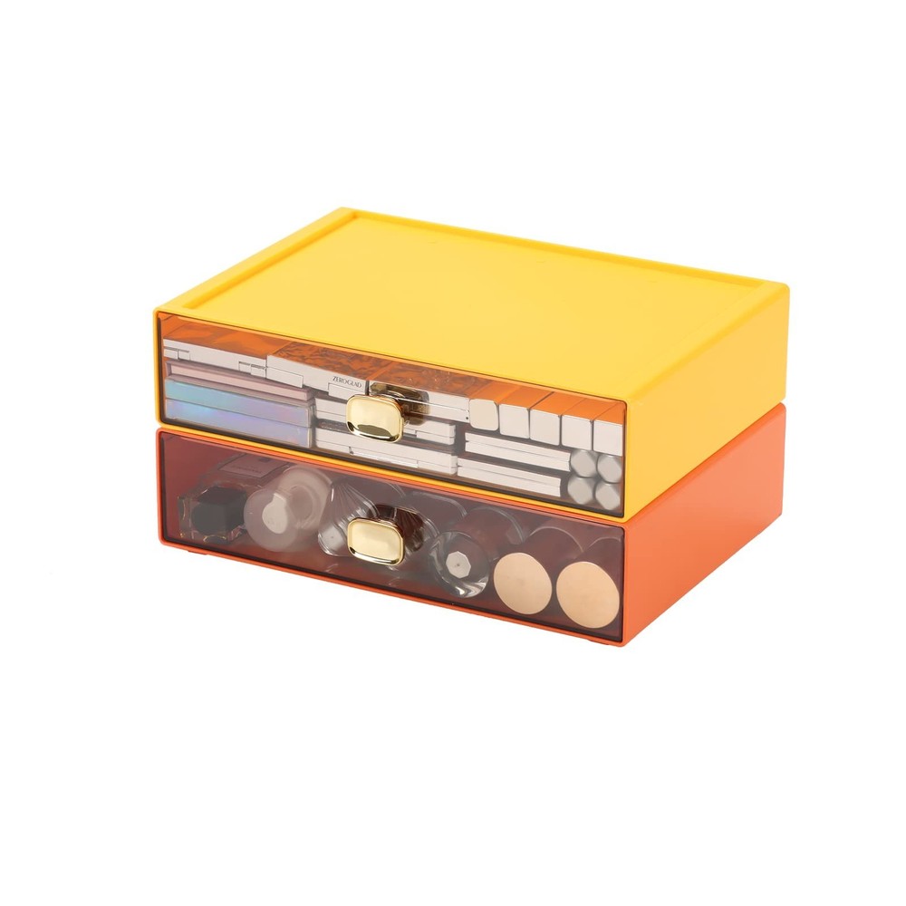 Spacious Desktop Storage Box, 2 Large Storage Drawers, Stackable Office Desk ...
