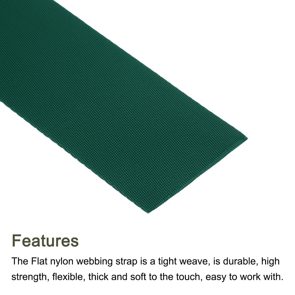 Flat Nylon Webbing Strap 2 Inch 10 Yards Dark Green for Backpack