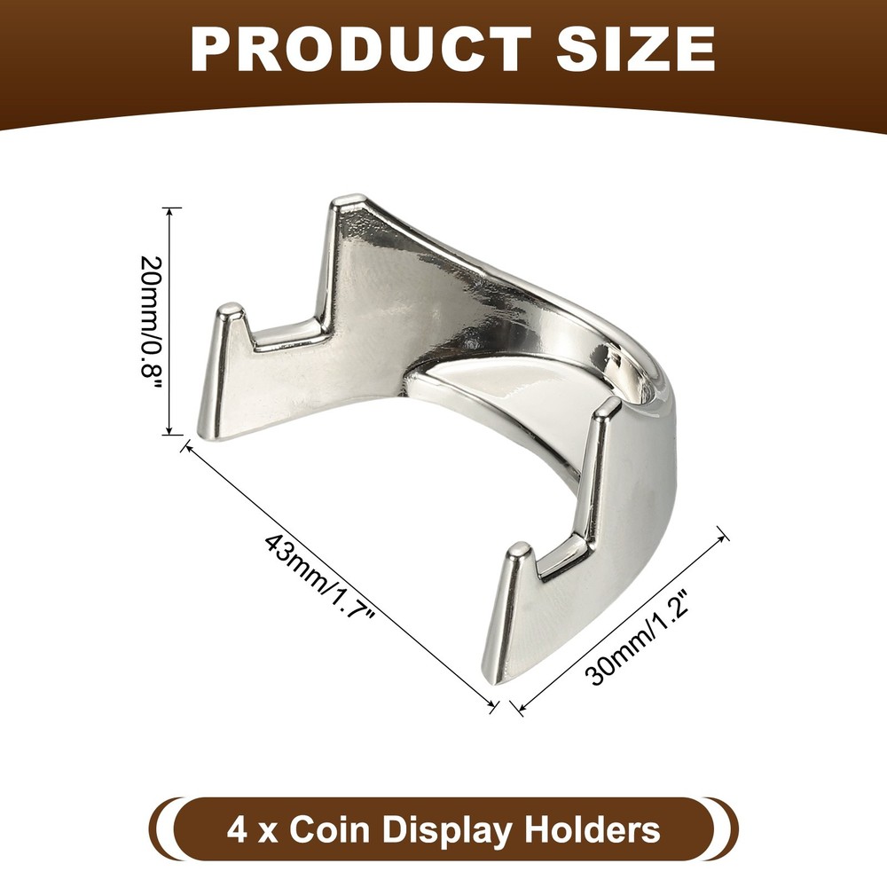4pcs, Coin Display Stands Mini Coin Easel Presentation Holder Silver