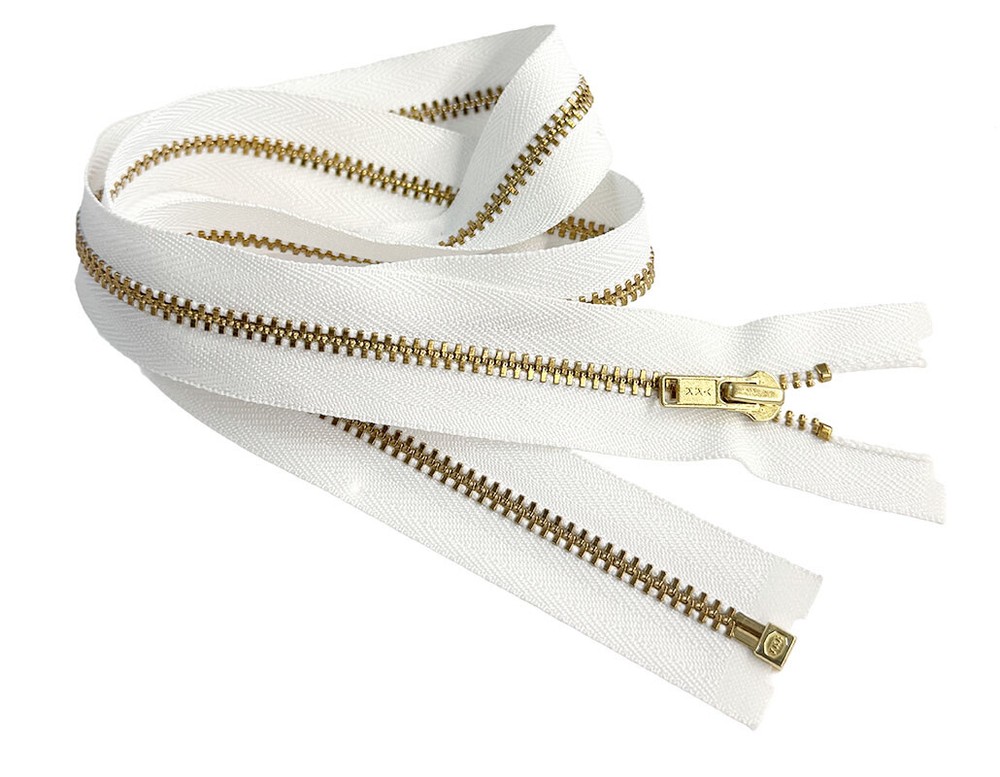 YKK #3 4" - 36 " Brass Metal with Auto Pull Lite Weight Separating Jacket Zipper