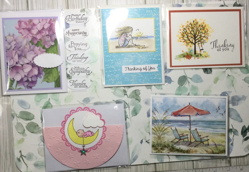 Handmade 5 Single Completed Cards - Mixed Grouping 10