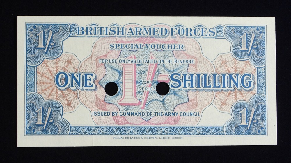 1956 British Armed Forces 1 Schilling Banknote PM26b PM26 Uncirculated