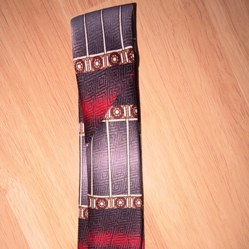 Basic Image Polyester Tie Red Gray Black Beige Geometric Pattern Men's Classic