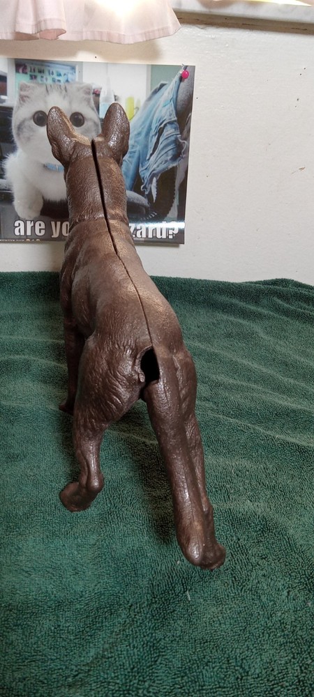 Antique German Shepherd Cast Iron Doorstop Heavy has issues Read Look!