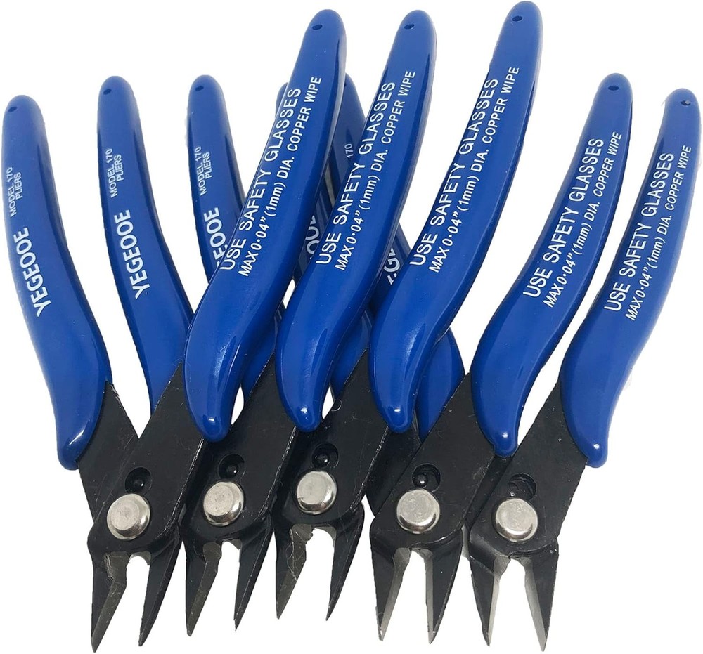 YEGEOOE Wire Cutters, 5Pack 170 Micro Precision Flush 5inch, Chrome