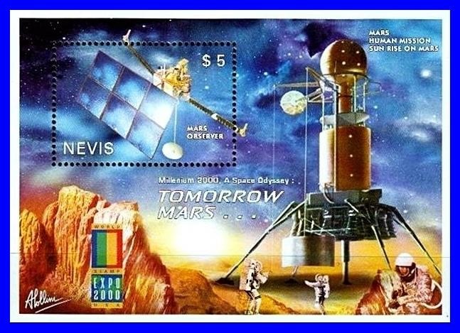 NEVIS 2000 SPACE MARS OBSERVER S/S SC#1214 MNH CV$4.00 ASTRONOMY