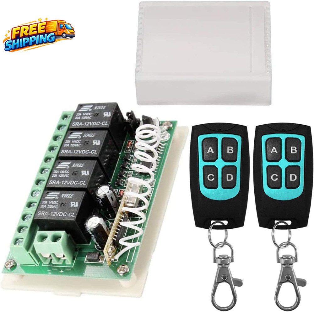 12V Relay Remote Switch Wireless RF Remote Control Switch 4 Channel Relay Module