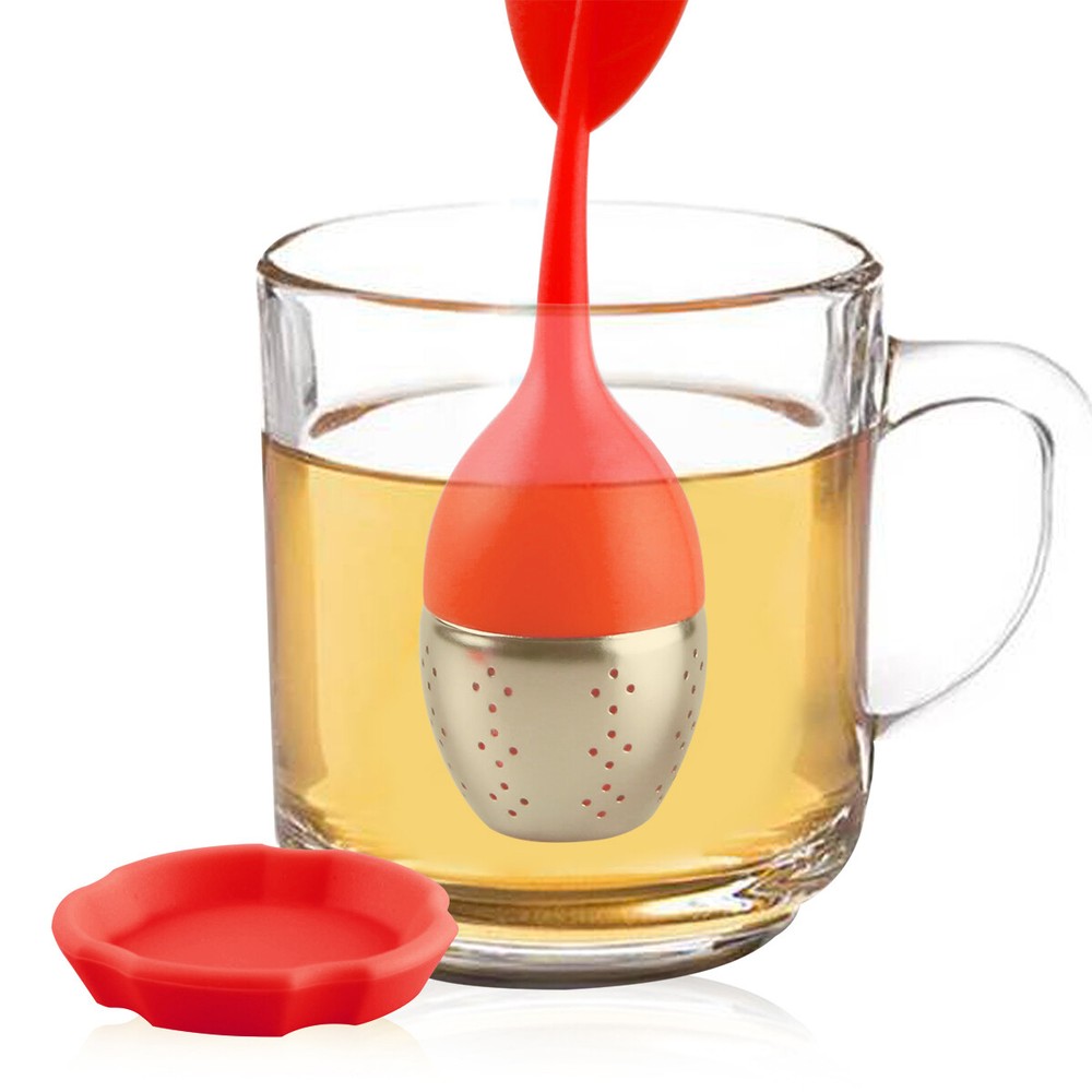 2PCS Silicone Leaf Tea Infusers Stainless Strainer Herbal Spice Filter Diffuser