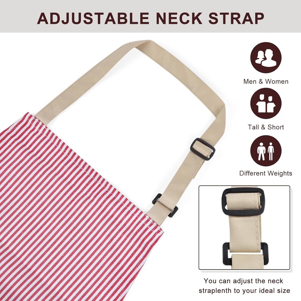 2 Pack Kitchen Cooking Aprons, Adjustable Bib Soft Chef Apron with 2 Pockets