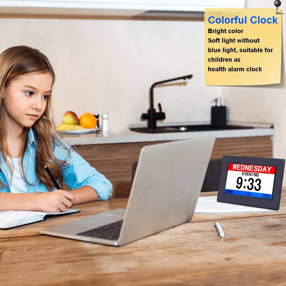 AINFTIME DST Clock with Day and Date for Elderly-3 Display Digital Calendar A...