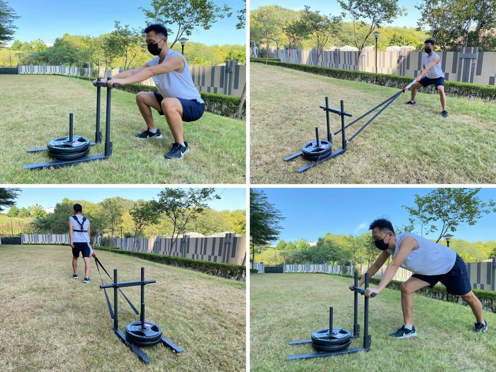 Weight Sled for Training Adjustable Handle Push-Pull Workout Sled Fitness Sle...