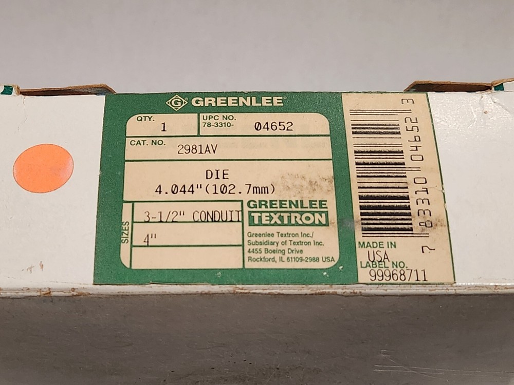 Greenlee Knockout Die - 3-1/2"
