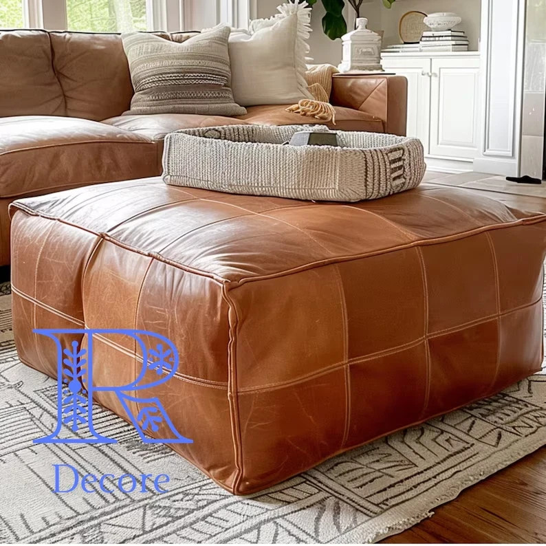Moroccan Ottoman Poufs 100% Premium Quality Leather Handmade