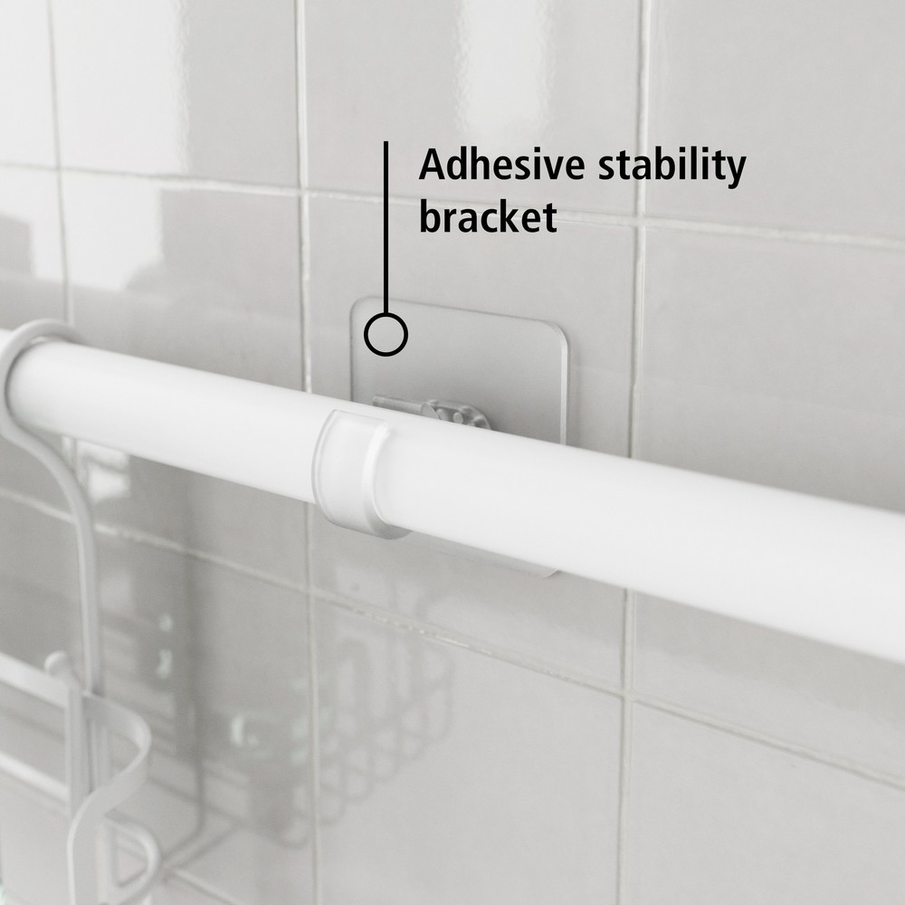 Tension Rod Bath Organizer Pole Caddy No Tools 4.85 6 Ft. Rust Resistant White