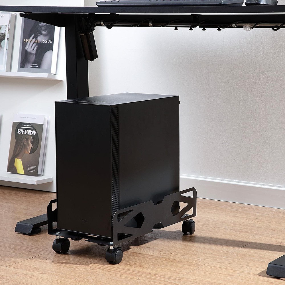 Hovadova Adjustable Computer Tower Stand, Ventilated PC Large, Black