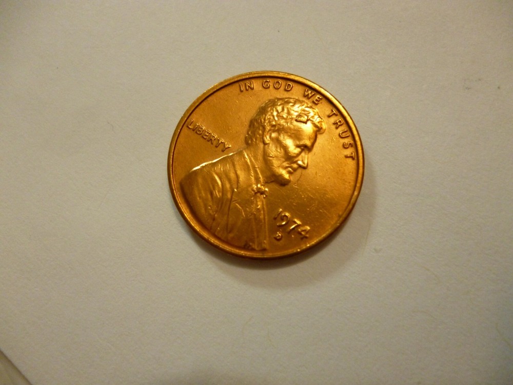 1974 d penny error large die chip