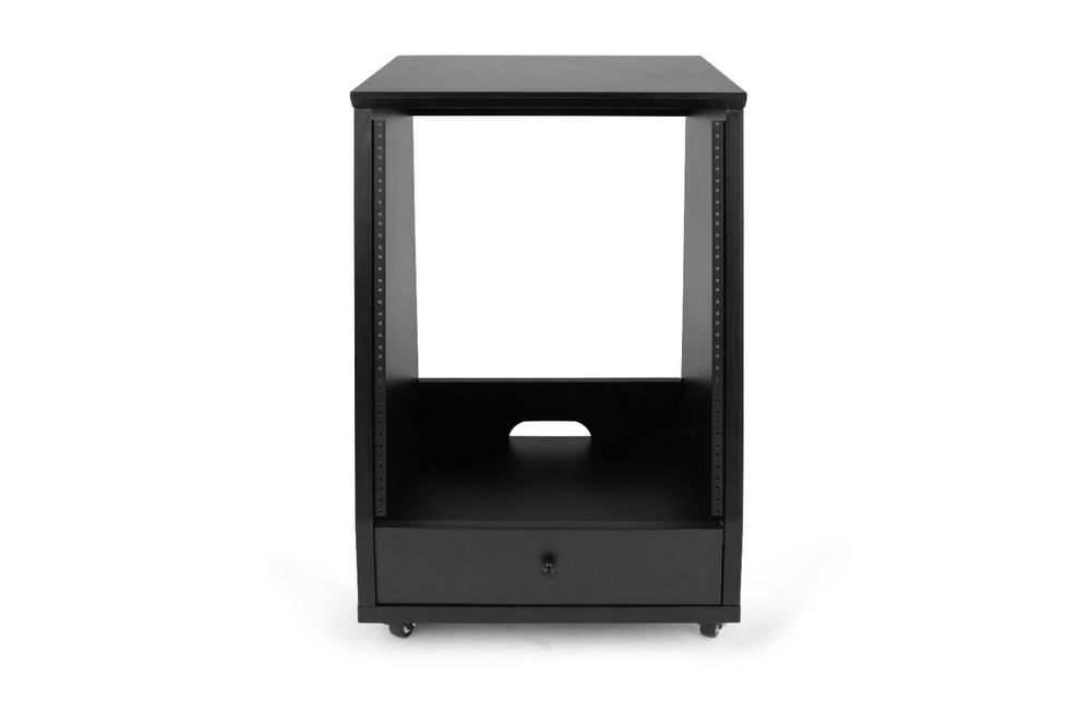 Gator Elite Series 12U Angled Studio Rack with Locking Casters - Black Finish