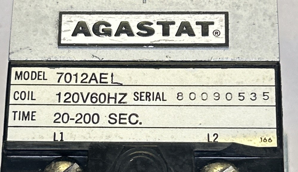 AGASTAT,7012AEL,TIME DELAY RELAY 20-200 SEC 120V