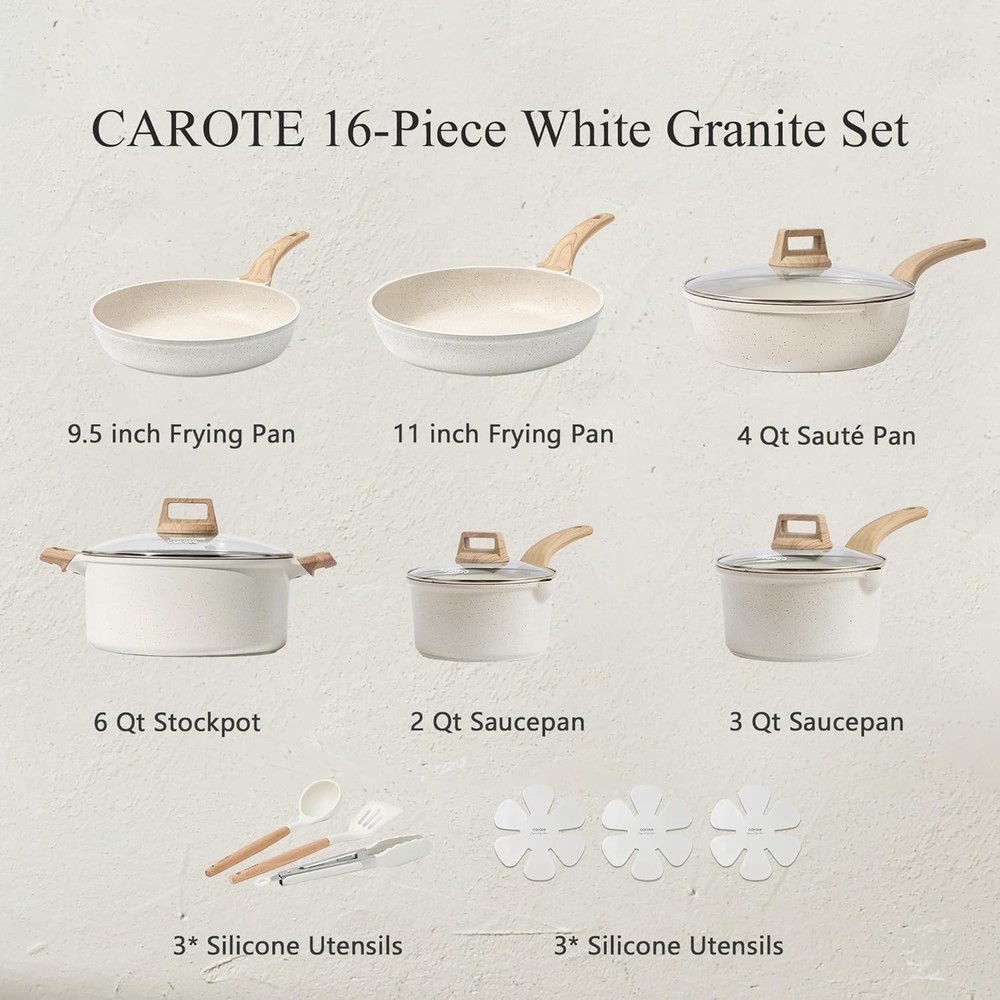 Complete 16 Piece Kitchen Cookware Set with Induction and Electric Compatibility