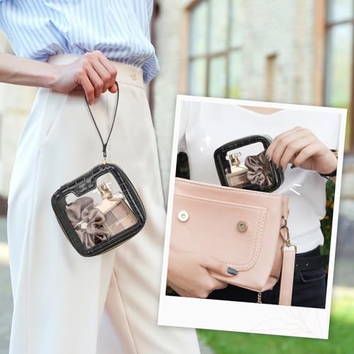 Clear Makeup Bag - TSA Approved Structured Stylist (Mini - Hard Frame) Black