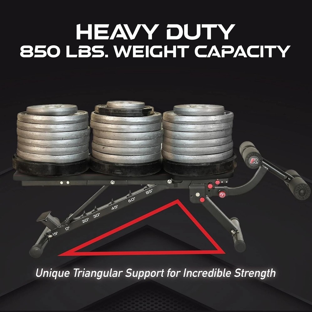 2000 Super Max XL Adjustable Weight Bench - 850 lb Capacity, Foldable Design