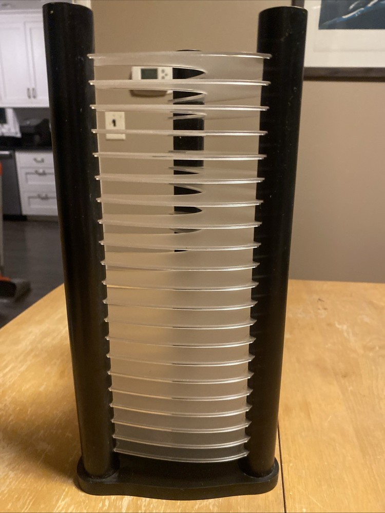 Vintage Atlantic 20 CD Tower Rack Holder Organizer Black Plastic Tabletop